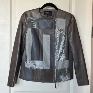 Lafayette 148 New York Leather Zip Jacket, Sz S